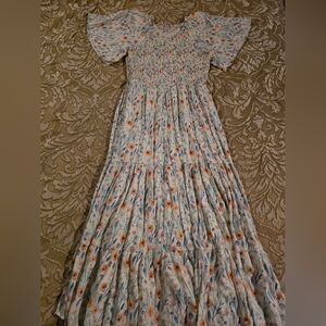 Ivy City Co Blue and Orange Floral Maxi Dress